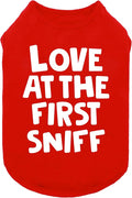 Fitwarm Love at The First Sniff Dog Shirt, Dog Valentines Outfit, Summer Dog Clothes for Small Dogs Boy Girl, Funny Dog Tshirt, Lightweight Breathable Cotton, Pet Cat Outfit, Red, Large