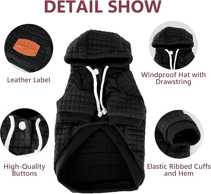 1 Pack Dog Hoodie Sweaters for Small Medium Dogs Warm Dog Clothes for Large Dogs Soft Waffle-Like Laminated Sweatshirt Bulldog