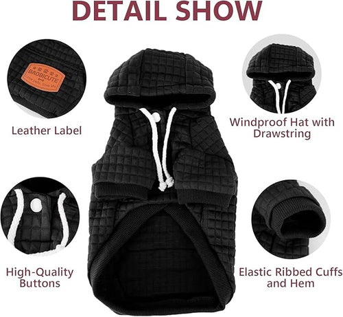 1 Pack Dog Hoodie Sweaters for Small Medium Dogs Warm Dog Clothes for Large Dogs Soft Waffle-Like Laminated Sweatshirt Bulldog