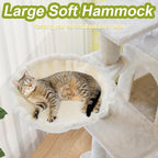 Cat Tree Tower with Metal Frame Hammock, 40'' Cat Trees for Indoor Cats Large Adult, Cat Towers with Scratching Post, Cats Condo Furniture with Cloud Top Perch, Cats Climbing Tower for Kittens(White)