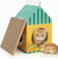 22.7'' x 13'' x 12.6'' Cardboard Bunny Hideout with Scratcher, Cardboard Cat House, Milk Carton Pineapple Room, Playhouse for Small Animals