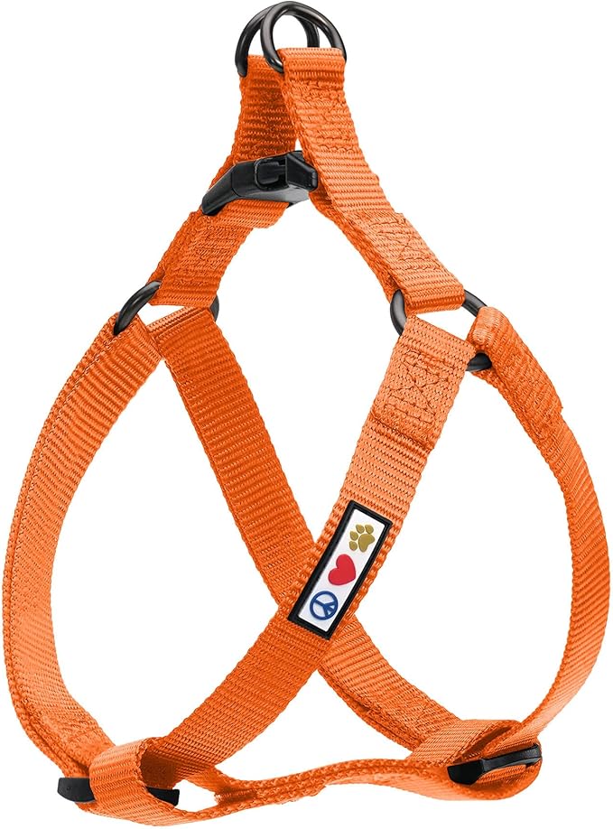 Pawtitas Solid Step-in Dog Harness – Adjustable No-Pull Vest for Puppies to Seniors, Safe & Comfortable L Orange