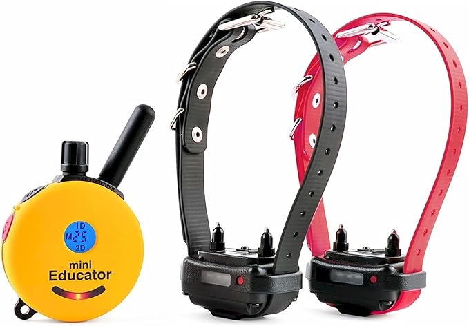 E-Collar – Mini Educator ET-302 1/2 Mile Waterproof Remote Dog Training Collar Includes Premium Finger Clicker Trainer, 100 Programmable Levels + Vibration + Light + Sound, Yellow