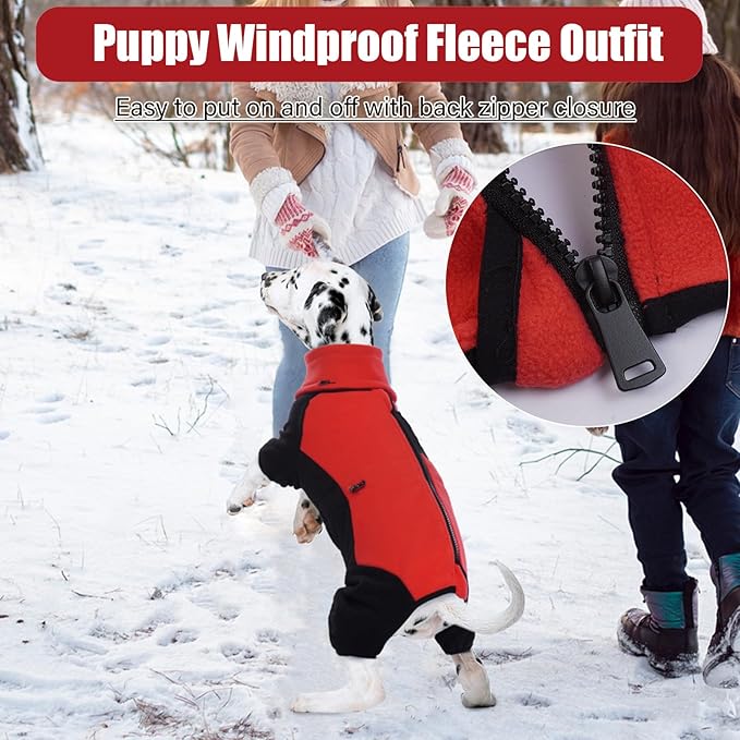 DENTRUN Dog Winter Coat - Warm Fleece Jacket & Pajamas Turtleneck Dog Sweater - Puppy Cold Weather Outfit - Thermal Bodysuit & Sweatshirts - Snowsuit - Soft Jumpsuit