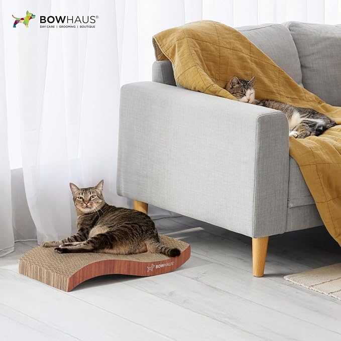 Curved Cat Scratcher Cardboard, Reversible Scratcher, Durable & Long-Lasting, Cat Cardboard Scratcher, Large Cat Scratching Pad, Scratching Board, Curving Scratch Pad for Indoor Cats, Brown