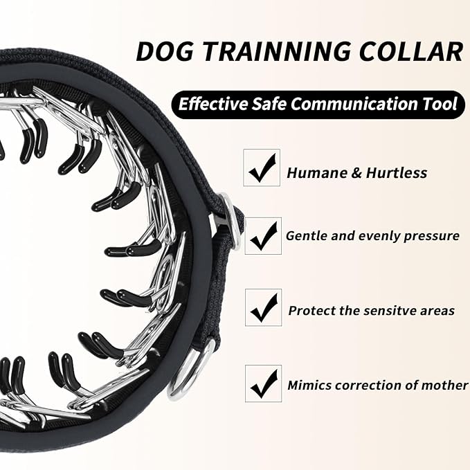 Martingale No Pull Dog Collar for Large Medium Small Dogs, Heavy Duty Nylon Reflective Adjustable Anti Pull Slip Collar with Buckle for Training Walking L Black Black