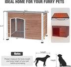 43.3'' Large Heated Outdoor Dog House Weatherproof with Anti-bite Metal Frame, Insulated Dog Kennel with Heating Pad for Outside, Dog Shelter for Small to Large Dogs (Light Brown)
