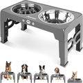 Elevated Dog Bowls for Medium Size Dogs, Non-Slip Dog Feeder with 1*Stainless Steel Dishes & 1*Slow Feeder Bowl, 5 Heights Adjustable Raised Bowls to 3.15″-8.66″-9.84″-11.02″-12.2″