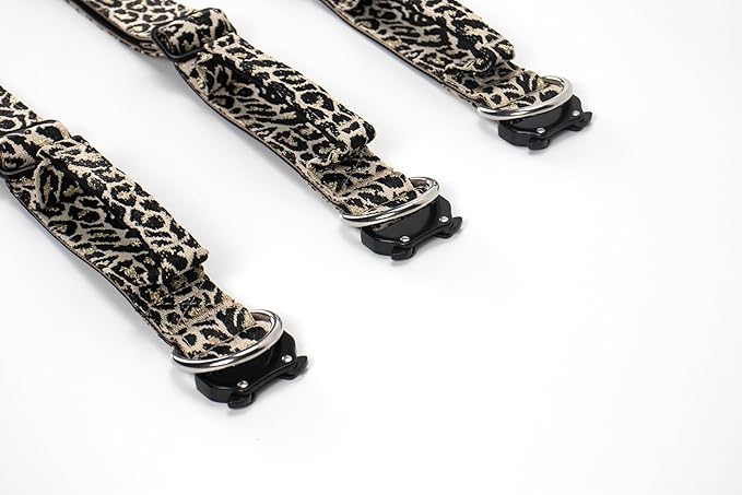 Heavy Duty Dog Collar with Unique Leopard Totem Design Adjustable Durable Nylon Collar, Metal Buckle for Large Dogs Bold Style for Training & Outdoor Adventures (Gold Leopard L)