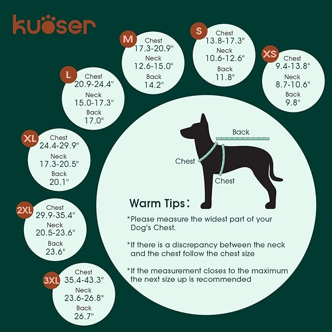 Kuoser Dog Winter Coat, Reversible Waterproof Dog Jacket with Reflective Strip, Warm Dogs Fleece Vest Adjustable Doggy Cold Weather Clothes Plaid Christmas Outfit Pet Apparel for Large Dogs, Red XL