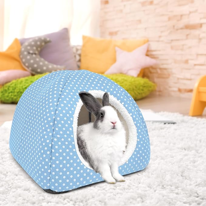 2 Pack Rabbit Hideout Large Bunny Bed Washable Rabbit House and Hideout Fleece Guinea Pig Hiding Hut for Indoor Bunnies Small Animal Hideaway