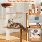 Cat Scratch Furniture Protector - 100" x 13.8" Trimmable Self-Adhesive Cats Claws Scratch Pads, DIY Cat Climbing Couch Protector for Scratch Post Cat Tree Replacement Indoor (Cream White)