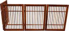 Urnporium Pet Dog Gate Freestanding, Strong Durable Folding Wooden Fence, Portable Acacia Hardwood Safety Barrier for Indoor & Outdoor Use (Brown Pet Gate, 4 Panel 24" Tall)