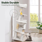 43-Inch Cat Tree,Cute Cloud Cat Tree for Kittens & Small Cats Under 6 Months 9lbs, Cat Tower with Scratching Post, Double Condos, Plush Hammock & Dangling Toys, White