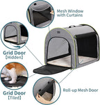 PETSFIT Collapsible Dog Crate, Travel Dog Crate - 19 Inch Lightweight, Roomy, Easy to Set Up, Sturdy Soft Dog Kennel with Thick Mat, Gray