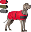 BEAUTYZOO Dog Winter Coat for XX-Large Dogs Waterproof, Warm Reflective Great Dane Oxford Canvas Jacket, Fleece Dog Cold Weather Coats Windproof for Female Male Dogs, Red XXL