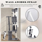 Heavy Duty Cat Tree Tower, 70" Tall Cat Tower for Indoor Cats with Cat Scratching Post with Bed, Cat Condo, Hanging Ball, Multi-Level Cat Climbing Tower Cat Trees Furniture Activity Center, Ashy