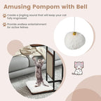 PETSITE Cat Tree and End Table, C-Shaped Small Cat Side Table with Scratching Pad, Removable Washable Cushion, and Jingling Hanging Ball, Modern Cat Furniture for Living Room Bedroom