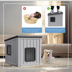 DRATO Outdoor Dog House Indoor and Outdoor with Sloped Roof Resin Material Weatherproof Roof Removable Floors for Small to Middle Sized Dogs Easy to Assemble (Gray, 24.65 * 21.5 * 22.21)