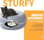 Peekaboo Cat Tunnel for Large Cats up to 10 lbs, Features A Jingle Ball, Removable and Washable Tunnel Bed, and a Cozy Donut Tunnel (Light Gray, 20 Inches)