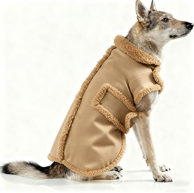 Dog Winter Jacket, Warm Windproof Dog Coat Sweaters for Small Dogs, Thick Apparelf Fleece Coat for Medium Large Dog (Brown XX-Large)