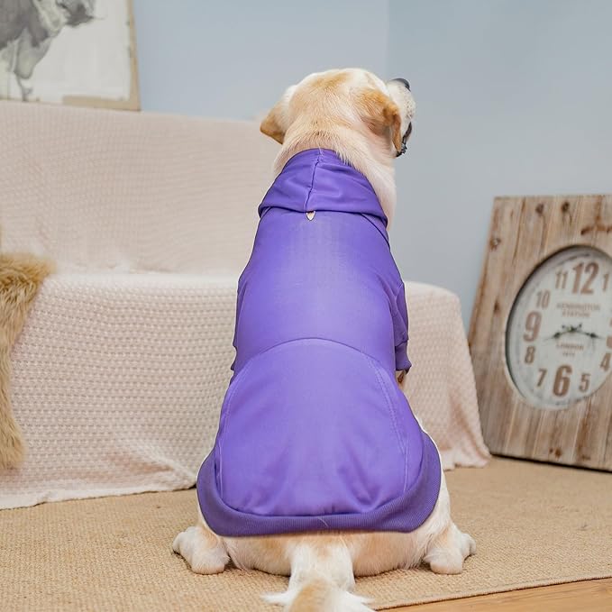 KOOLTAIL Dog Hoodie for Large Medium Small Dogs,Soft and Warm Pet Sweater with Leash Hole and Pocket Boy Girl,Puppy Fall Winter Jacket Clothes,French Pitbull Cold Weather Coat Sweatshirt,Purple L