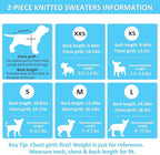 2 Pieces Chihuahua Sweater Dog Clothes for Small Dogs, Dog Sweaters for Small Dogs, Turtleneck Knitted Chihuahua Yorkie Sweater Xs