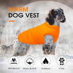 Dog Coats for Large Dogs Winter Waterproof, Zip Up Lightweight Vest for Dogs, Orange Pet Snow Jacket, Winter Outdoor Dog Camping Jackets for Weimaraner, Pointer, Labrador, Orange XL