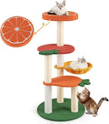 Tangkula Fruit Cat Tree, Multi-Level Cute Cat Tower with Sisal Scratching Posts, Padded Top Perch, Rotatable Basket, Apple & Carrot Shaped Platform, Chic Vegetable Cat Tree for Indoor Cats