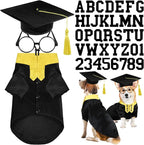 5 Pcs Dog Graduation Costume Set Include 2026 Pet Graduation Gown with Stole Puppy Grad Cap Lensless Glasses DIY Letter Stickers for Dogs Cats Holiday Costume Accessory(Black Yellow,L)