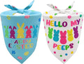 Easter Dog Bandanas 2PCS-XLarge,Adjustable Holiday Party Pets Rabbit Easter Egg Outfits,Triangle Reversible Pet Scarf for Boys and Girls,Dog Costume Gifts for Extra Large Dogs