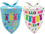 Easter Dog Bandanas 2PCS-XLarge,Adjustable Holiday Party Pets Rabbit Easter Egg Outfits,Triangle Reversible Pet Scarf for Boys and Girls,Dog Costume Gifts for Extra Large Dogs