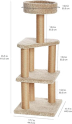 Amazon Basics Cat Tree Tower - Multi-Level Climbing Activity Center for Indoor Cats & Kittens with Scratching Posts, Platform, Jute Rope, Large (45.9"H), Beige