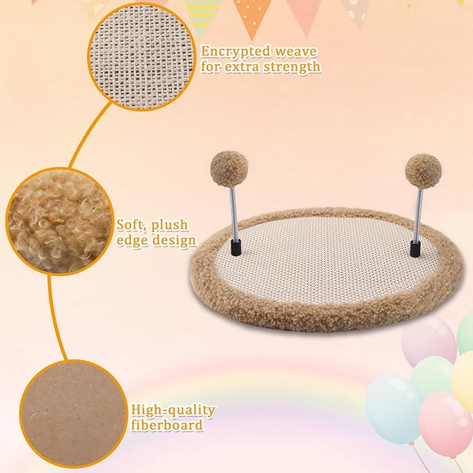 Cat Scratcher, Cat Natural Sisal Scratching Pad, Kitten Interactive Toy with Spring Ball for Chasing Hunting Mental Physical Exercise Puzzle