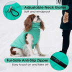 Medium Dog Jacket with Zipper, Dog Winter Coats for Medium Dogs, Warm Waterproof Snow Puffer Vest for French Bulldog, Boston Terrier, Cocker, Beagle, Green M