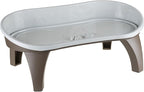 Elevated Pet Feeding Tray with Splash Guard & Non-Skid Feet, Raised Dog Bowl Stand 21″ x 11″ x 8.5″ with Two Stainless Steel Bowls for Food & Water, Comfortable Mealtime for Dogs & Cats by PETMAKER
