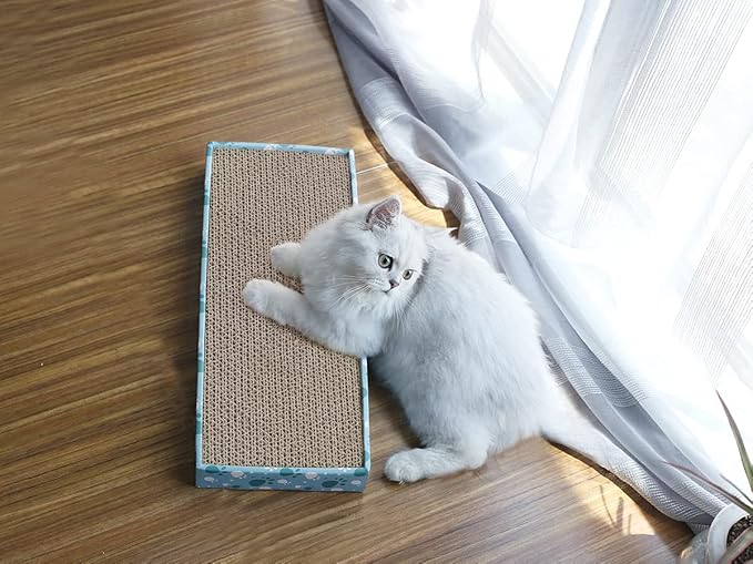 VIVAGLORY Cat Scratcher Padpal Cat Scratching Board, Cardboard Scratcher with Catnip for Indoor, Flat Scratch Board Scratch Pad Cardboard for Kitten, Narrow, 3Pack