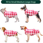 Kuoser Dog Winter Coat, Windproof Dog Fleece Jacket British Style Plaid Cold Weather Doggie Vest Coats, Reversible Cozy Warm Pet Clothes Apparel for Large Size Dogs L