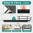 Dog Ramp for Bed, Adjustable Pet Ramps for Dog to Get on Bed, Non-Slip Rubber Surface - Folding Wooden Dog Ramp for Small/Large/Old Dogs, Adjustable up to 31 inch High Beds, Safety Railings