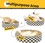 Large Oval Cat Scratcher Bowl, Cardboard Cat Scratching Pad & Lounge Bed, High-Density Reversible Cat Nest for Large Indoor Cats, Furniture Protector with Ergonomic Curve, Gift Catnip Included