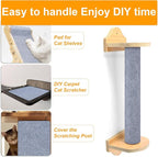 Large Cat Scratching Mat, 118"x15.8" Self-Adhesive Scratch Furniture Protector, Trimmable Wall Climbing Carpet, Couch Protector, Scratching Pad Replacement (Light Gray, 30 Nails)