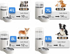 CZPET Dog Water Bowl Dispenser, 7L Automatic Dog and Cat Water Dispenser with Stainless Steel Bowl, Gravity Waterer, Large Capacity, and Quiet Drinking Area for Pets (7L,White)