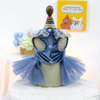 Fashion Sweet Puppy Dog Blingbling Princess Skirt Pet Dog Lace Cake Camisole Tutu Dress D-Navy XS