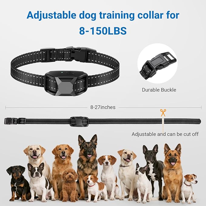 Dog Shock Collar with Remote Control,2000FT Range Dog Training Collar with 4 Training Modes,IP67 Waterproof Dog Bark Collar for Small Medium and Large Dogs(8-150lbs) (Black)