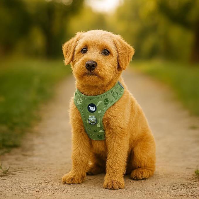 Haminway No-Pull Dog Harness for Medium Dogs – Reflective, Breathable Vest with Adjustable Chest & Neck Straps – Easy to Wear, Anti-Choke Harness for Safer Walks (Green, Size Medium)