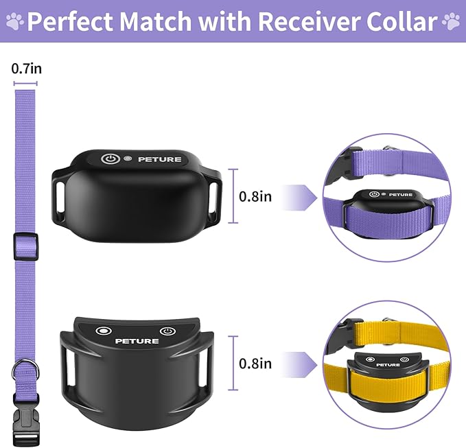 Ecollar Replacement Strap, Nylon 3/4" Replacement Collar for Shock Collar with Quick Release Buckle, Adjustable Shock Collar Replacement Strap for Small Medium Large Dogs (Purple & Yellow)