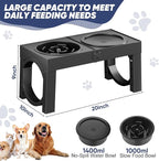 XIAZ Elevated Dog Bowls Large Breed Raised Dogs Bowl Stand Large/Medium Sized Dog Slow Feeder Dogs Bowls Food Water Stands 5 Heights Adjustable 9/11/12/14in Pet Feeder Dish Station