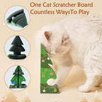 Christmas Modern Cat Scratcher - Reversible Cardboard Scratcher for Cats, Kitty kurlz cat Toy & Twisty Paws cat Toy, Fun Toys for Bored Indoor Cats