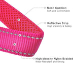 Reflective Slip Dog Collar, Loop Dog Collar for 44-75 lbs Dogs Nylon Collars with Soft Padded for Pet Training– Pink 1" W x 22" L (Fits Neck 15.7"-19.7")