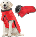 Fragralley Dog Coat Large, Waterproof Dog Jacket with Warm Fleece Lining, Adjustable Reflective Dogs Winter Coat, Turtleneck Pet Coats for Cold Weather (Red XXL)